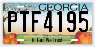 GA license plate PTF4195