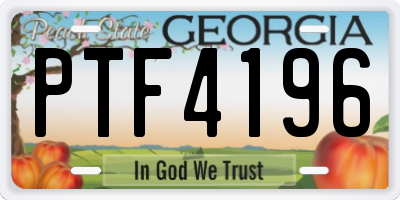 GA license plate PTF4196