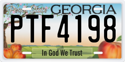 GA license plate PTF4198