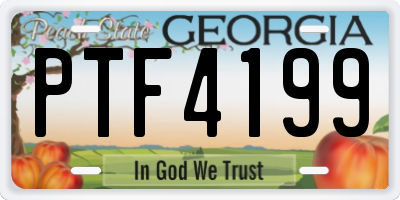 GA license plate PTF4199