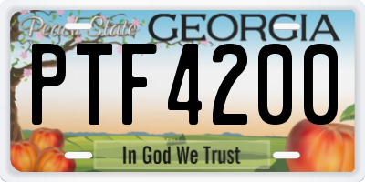 GA license plate PTF4200