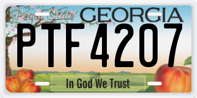 GA license plate PTF4207