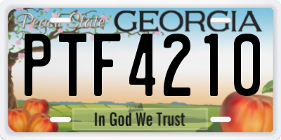 GA license plate PTF4210
