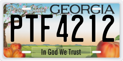 GA license plate PTF4212