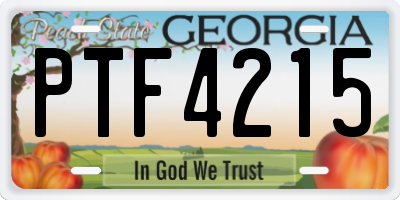 GA license plate PTF4215