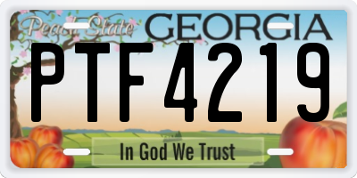 GA license plate PTF4219