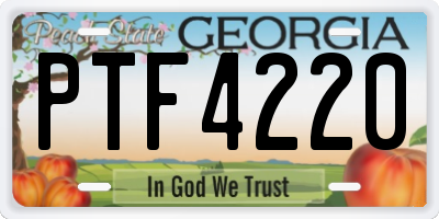 GA license plate PTF4220