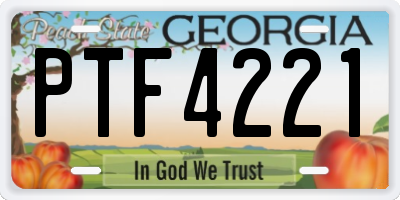 GA license plate PTF4221