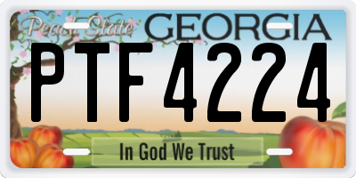 GA license plate PTF4224