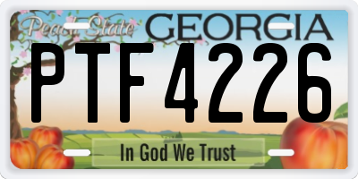 GA license plate PTF4226