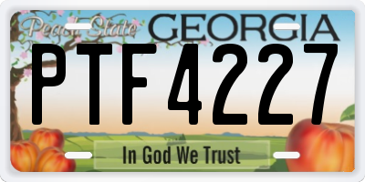 GA license plate PTF4227