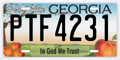 GA license plate PTF4231