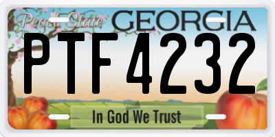 GA license plate PTF4232