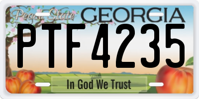 GA license plate PTF4235