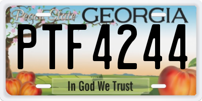 GA license plate PTF4244