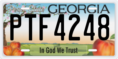 GA license plate PTF4248