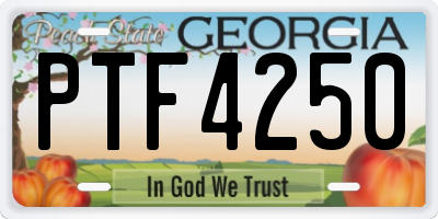 GA license plate PTF4250