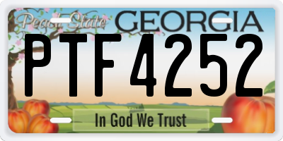GA license plate PTF4252