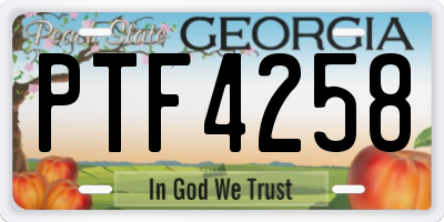 GA license plate PTF4258