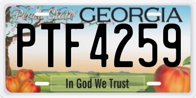 GA license plate PTF4259
