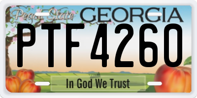 GA license plate PTF4260