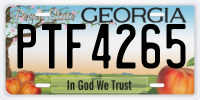 GA license plate PTF4265