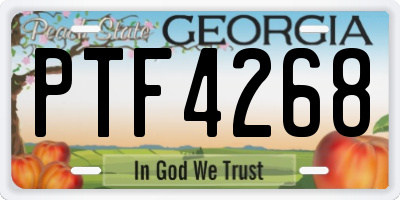 GA license plate PTF4268