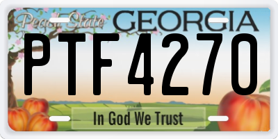 GA license plate PTF4270