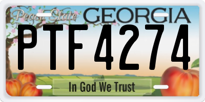 GA license plate PTF4274