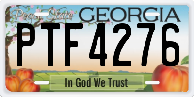 GA license plate PTF4276