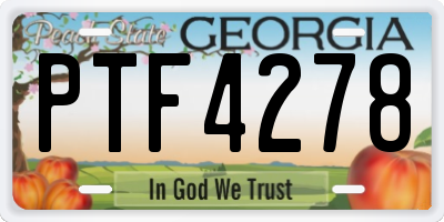 GA license plate PTF4278