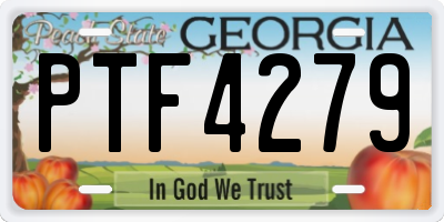 GA license plate PTF4279