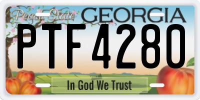 GA license plate PTF4280