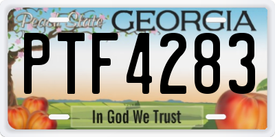 GA license plate PTF4283