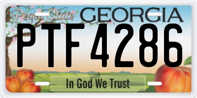GA license plate PTF4286