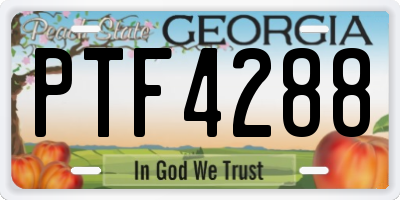 GA license plate PTF4288