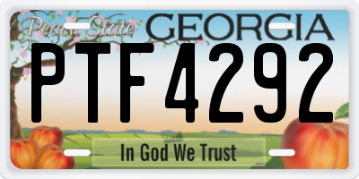 GA license plate PTF4292