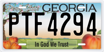 GA license plate PTF4294