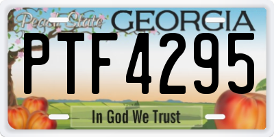 GA license plate PTF4295