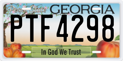 GA license plate PTF4298
