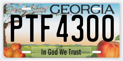 GA license plate PTF4300