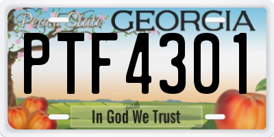 GA license plate PTF4301