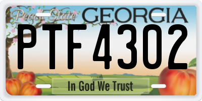 GA license plate PTF4302