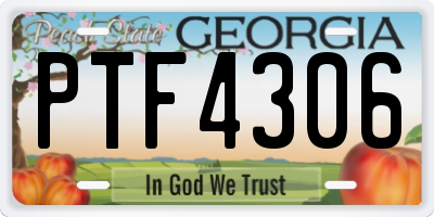 GA license plate PTF4306