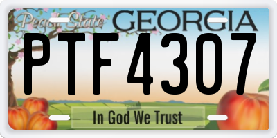 GA license plate PTF4307
