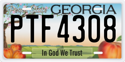 GA license plate PTF4308