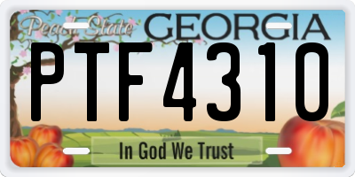 GA license plate PTF4310