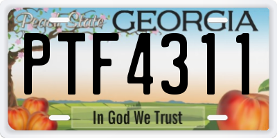GA license plate PTF4311