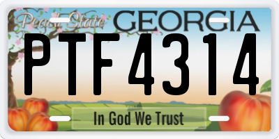 GA license plate PTF4314