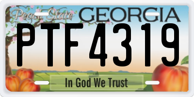 GA license plate PTF4319